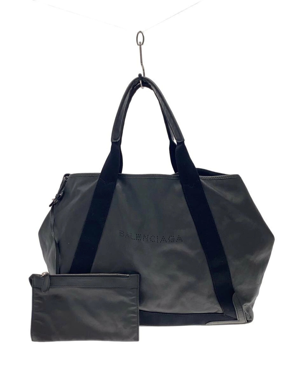 Balenciaga Tote Bag Leather Black Navy Blue Cabas M